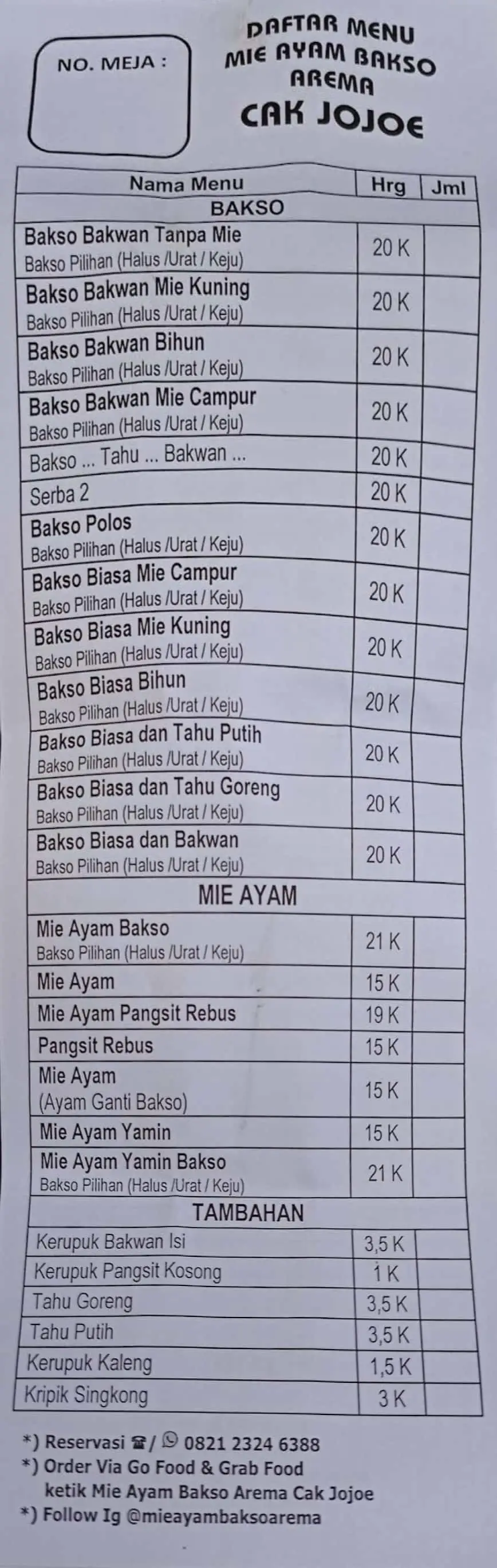 Mie Ayam Bakso Arema Cak Jojoe