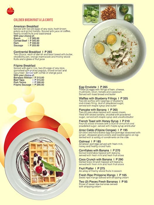 Caliber Cafe Armada Hotel menu price 2022 2023 near Malate in