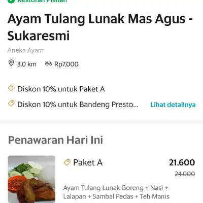 Ayam Tulang Lunak " Mas Agus " Cikarang