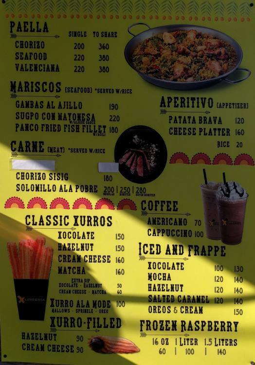 Xurreria Cafe menu price 2022-2023 near Uno Cinquenta Lifestyle Park in  Quezon City | YummyAdvisor