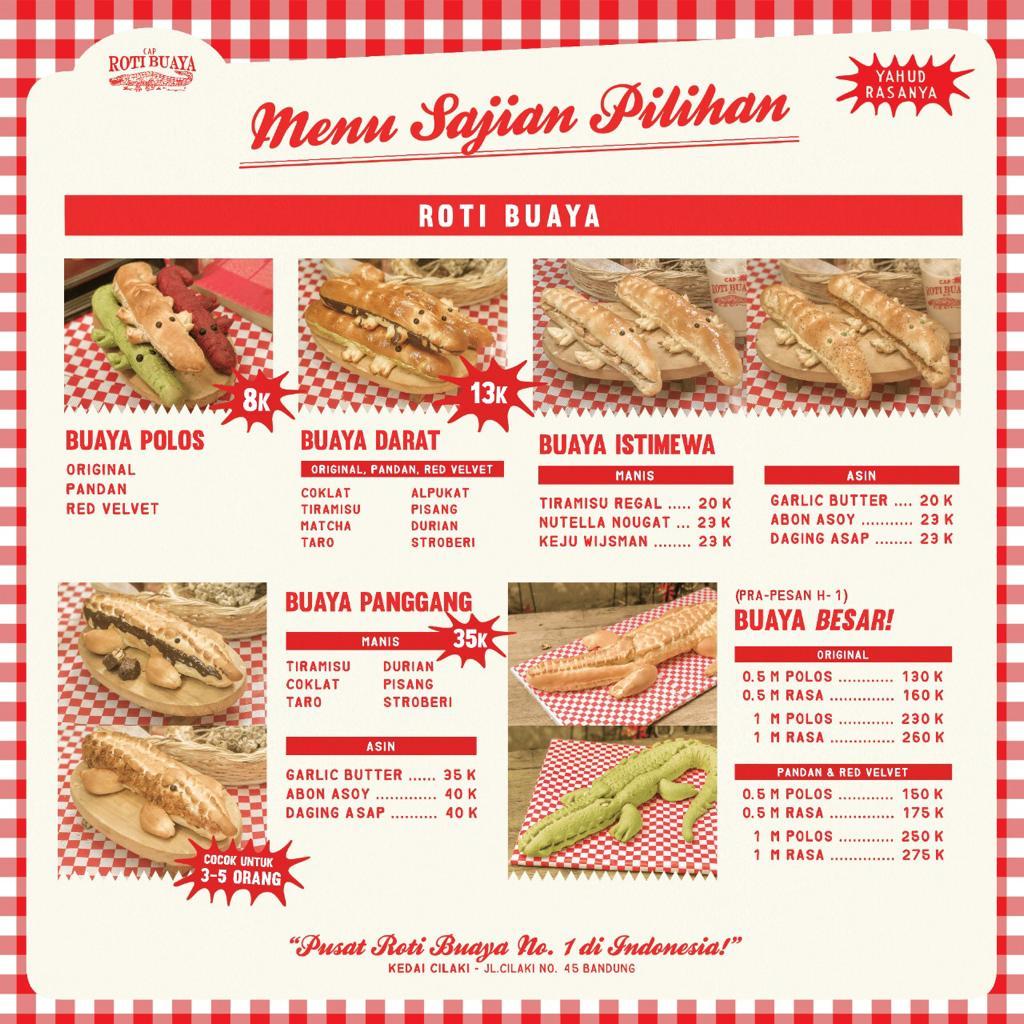 Harga menu Cap Roti Buaya terbaru 20222023 di Bandung,Bandung