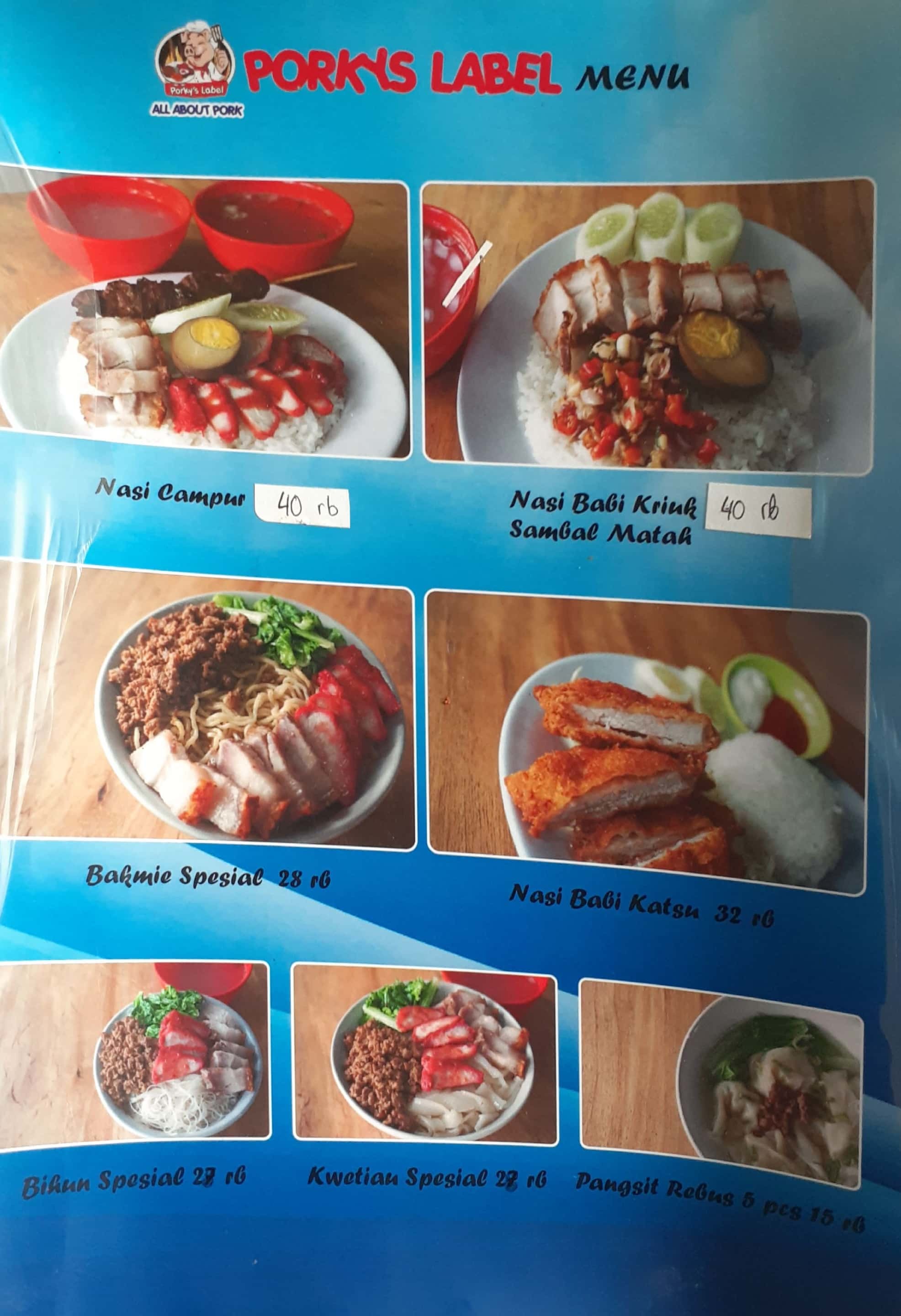 Harga menu Porkys Label terbaru 2022-2023 di Bekasi,Bekasi